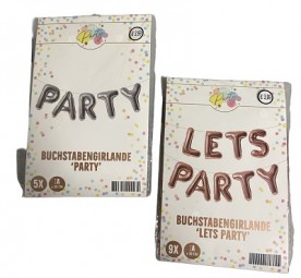R Folienballon Party & Lets Party rosegold & silber
