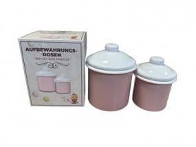 R Emaille Aufbewahrungsdosen 2er Set, rosa