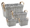 Korb-Set aus Weide 4tlg. rechteckig, grau