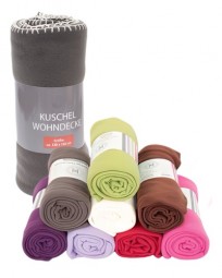 Decke Fleece mit Kreuzstich 130x160 cm, uni in 8 Farben