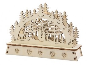 W Holzbogen mini mit 1 LED, natur