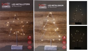 W Metallstern & Metallbaum auf Betonsockel 15 LED, mit Timer