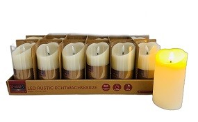 LED Kerze Rustic Echtwachs Ø 7,5 x 15 cm, creme