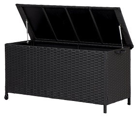 Kissenbox Rattan auf Rädern 133x55x63 cm