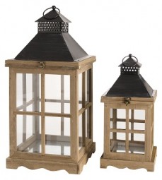 Laterne aus Holz 2er Set