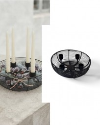 W Adventskranz aus Metall Ø 20,5 cm, schwarz