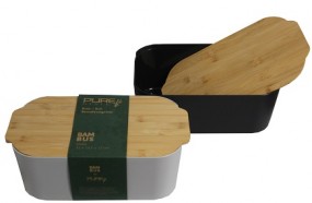 Aufbewahrungs,- Brotbox mit Bambus Deckel in 2 Farben