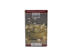 W Lichterkette Draht 20er mit Timer, batterieb.