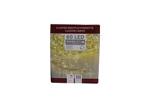 W Lichterkette Draht 60er Cluster mit Timer, batteriebetrieben