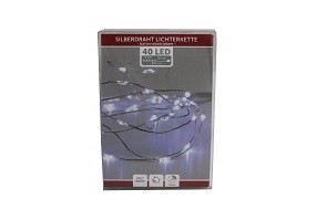W Lichterkette Draht 40er für Außen mit Timer, batterieb.