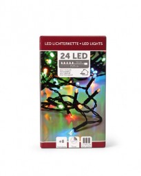 W Lichterkette 24 LED bunt mit Timer, 8 Funktionen, innen/außen, batterieb.