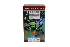W Lichterkette 48 LED bunt mit Timer, 8 Funktionen, innen/außen, batterieb.