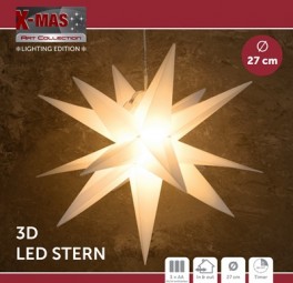 W Leuchtstern 3D Ø 27 cm mit Timer, batterieb.