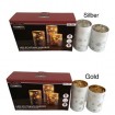Kerzen LED Echtwachs in Glas 3er Set Gold/Silber, Schneeflocken Motiv