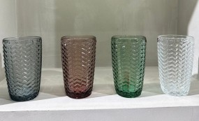 Glas - Trinkglas 38 cl in 4 versch. Farben