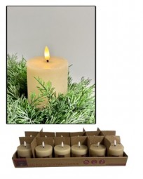 Kerze Rustic LED Echtwachs, flackernd Ø 7,5 x 10 cm mit Timer, creme