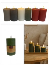 Kerze Rustic LED Echtwachs, flackernd Ø 7,5 x 15 cm mit Timer in 6 Farben