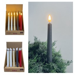 Kerze Spitz LED Echtwachs H x 25 cm, mit Timer in 4 Farben, im Display