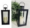 Laterne mit LED Kerze H x 27,5 cm schwarz, mit Timer