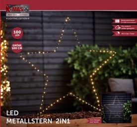 W Metallstern 2in1 mit 100 LED, H x 100 cm, batterieb.