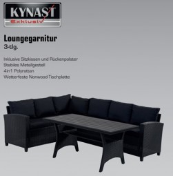 Lounge-Eckgarnitur Rattan 3tlg. inkl. Kissen
