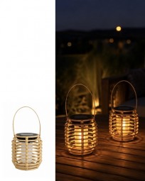 Solar Tischleuchte Poly-Rattan mit Flammeneffekt H x 11 cm