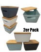Aufbewahrungsbox mit Bambus Deckel 2er Pack, L x 20 cm in 3 Farben