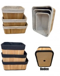 Aufbewahrungskorb aus Bambus mit Inlay 3er Set, in 2 Farben & 3 Größen