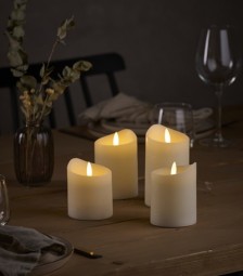 Kerzen LED Echtwachs 4tlg. Set mit Timer, creme