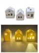W Dekohaus aus Porzellan LED, H x 6,5 cm, weiß, 3 Modelle