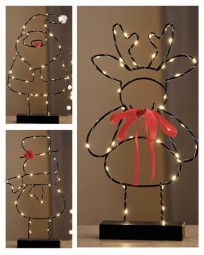 W Metallfiguren LED mit Timer, 3 Modelle, batterieb.