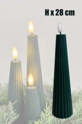 Kerze - Kegelkerze LED H x 28 cm mit Timer in 3 Farben