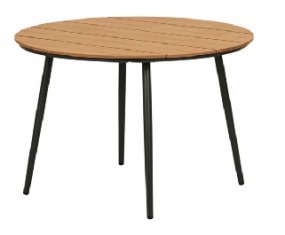 Gartentisch Ø 130 cm, Nonwood-Tischplatte teaklook