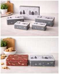 W Gebäckdose 5er Set eckig, in 2 Designs