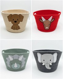 Aufbewahrungskorb Liam Ø33 x H23 cm mit Griffen, versch. Farben/Motive