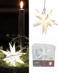 W Stern LED Ø 12 cm weiß mit Timer, batterieb.