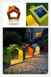 Solar Dekohausleuchte aus Metall H x 32 cm, in 3 Farben