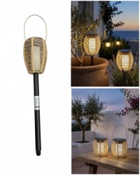 Solarleuchte Rattan 2in1 mit Flammeneffekt H x 51,5 cm